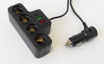 Автомобилна букса за запалка AVZ-41 1-4 USB