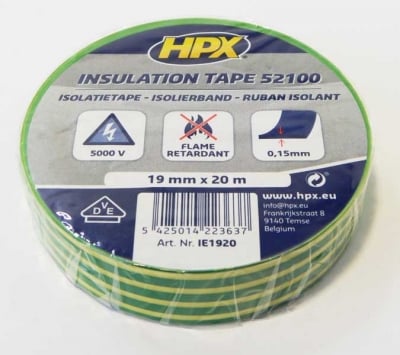 Изолационна PVC лента HPX 20X19 жълто-зелена