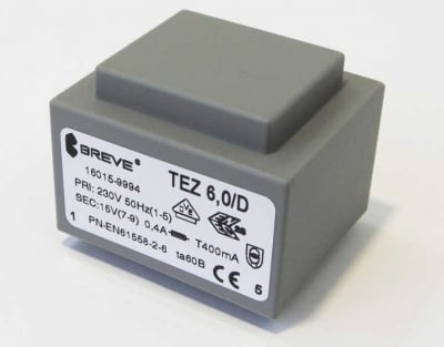 Трансформатор 1x15V/0.4A BREVE