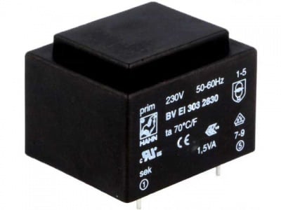 Трансформатор 1x15V/0.1A HAHN