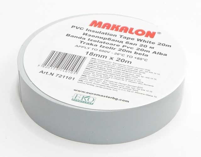 Изолационна PVC лента бяла 20 | Tpetrov.com