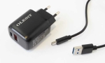 Адаптер 5V/3.0A USB-A + USB TYPE-C 20W UNS